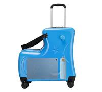 Legno da equitazione: bagaglio da viaggio per bambini con manubrio integrato, cintura di sicurezza e pneumatici | Divertente custodia per giovani viaggiatori dai 6 ai 12 anni, compagno v, Blu lago
