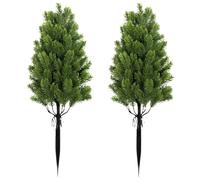 Legno di cedro intagliato per interni ed esterni, arbusti in vaso come albero di Natale realistico, decorazione per ingresso, set di due pezzi con motivo natalizio, pianta in plastica resistente alle