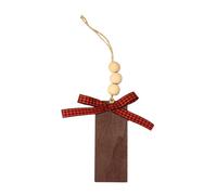 Legno di Natale Rettangolo Forma Pendente Consiglio Con Perline & Checked Panno Decor Decorazioni Per La Casa Regalo Fatto A Mano Legno Chip Vacanza