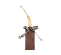 Legno di Natale Rettangolo Forma Pendente Consiglio Con Perline & Checked Panno Decor Decorazioni Per La Casa Regalo Fatto A Mano Legno Chip Vacanza
