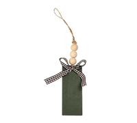 Legno di Natale Rettangolo Forma Pendente Consiglio Con Perline & Checked Panno Decor Decorazioni Per La Casa Regalo Fatto A Mano Legno Chip Vacanza