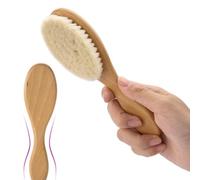 Legno e Lana Spazzola Beige per Barba, Curva, per Ragazzo Ragazza | Pulizia della Barba, Uso Sotto la Doccia e Parrucchiere, Resistenza Elevata, Esperienza Comoda