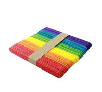 Legno Fai Da Te 50 pezzi di bastoncini di ghiacciolo in legno, bastoncini di gelato in legno, fai da te, artigianato, arte, gelato, lecca lecca, torte(Colorful Small 50pcs)