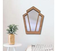 Legno Incorniciato Pentagono Ventola Specchio - Arte Deco Stile