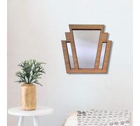 Legno Incorniciato Quadrato Ventola Specchio - Arte Deco Stile