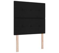 Legno ingegnerizzato e pino massello LED integrato 90x200 cm Nero | Letto a Sorgente LED con Materasso Singolo 90x200 cm Nero in Tessuto con Testiera Regolabile e Luci RGB