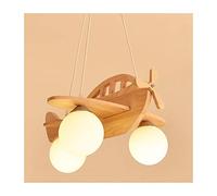 Legno Lampada a sospensione Divertente Bambini Lampadario Creativo Fumetto Aereo Decorazione Lampada da soffitto Regolabile Corda 100cm 3xE27 per Cameretta dei bambini sala dei giochi Ristorante