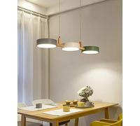 Legno lampadario a sospensione LED luce bianca calda per sala da pranzo cucina isola bar studio ufficio luce pendente rettangolo rotondo macaron design moderna plafoniera decorazione regolabile, L77cm