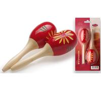 Legno Maracas (Paio), Ovale, Rosso, 16 CM
