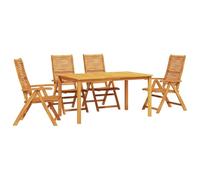 Legno massello acacia pieghevole salvaspazio 5 pezzi 57.1 marrone | Set da Pranzo Giardino 5 Pezzi Legno Acacia Pieghevole con Cuscini per Esterno Terrazza