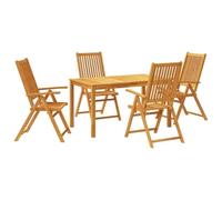 Legno Massello di Acacia Pieghevole Salvaspazio 5 Pezzi 140x80x74 cm | Set da Pranzo Giardino 5 Pezzi Tavolo 140x80x74 cm Legno Massello Acacia Piega, Outdoor per Terrazza Patio