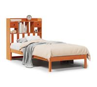 Legno massello di pino con libreria integrata Cera marrone 100x200 cm
