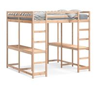 Legno massello di pino con sponde di sicurezza Letto soppalco con scala