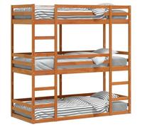 Legno massello di pino con sponde di sicurezza Triplo 75x190cm Marrone Cera