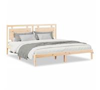 Legno massello di pino non trattato extra lungo con base a doghe Naturale | Giroletto Extra Lungo 200x210 cm senza Materasso in Legno Massello di Pino con Testiera e Base a Doghe