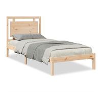 Legno Massello di Pino Non Trattato Letto Extra Lungo con Base a Doghe