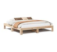 Legno Massello di Pino Non Trattato Telaio con Base a Doghe Naturale