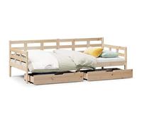Legno Massello Pino Dormeuse con Cassetti 2 in 1 Naturale 90x190 cm