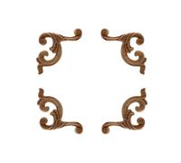 legno massiccio incisione angolo Applique angolare in legno intagliato, confezione da 4, non verniciate, 5,1 pollici, for la decorazione di mobili