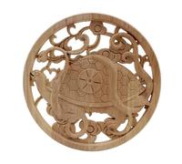legno massiccio incisione angolo Applique in legno intagliato con motivo a tartaruga nera rotonda da 20 cm/7,9 pollici for arredamento casa
