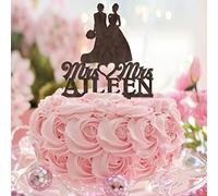 Legno Mrs & Mrs Wedding Cake Topper Silhouette Due spose Topper per torta nuziale rustico 2 Donne Forniture per feste di nozze Personalizzato Nome di famiglia Data Est Regali di coppia lesbica