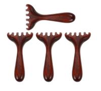 Legno Pettine Massaggiante a Sei Denti 4 Pezzi | Struttura a Denti Larghi, Impugnatura Portatile Comoda, Uso Domestico Spa, Aiuta a Districare i Chioma