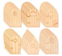 Legno Porta delle Fate 5 Set per Giardino e Casa delle Bambole | Decorazione Elegante e Delicata, da Appendere su Albero o Casetta, Stile Naturale