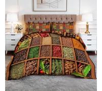 Legno Scatole Di Legno Spezie Trapunta Invernale Matrimoniale Imbottita in Morbida Microfibra, Piumone Letto Autunno Inverno Traspirante Anallergico Fantasia 2 Piazze, 200 x 200 cm, Colore Arancione