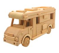 Legno sostenibile XXL - Camper, auto in legno come carrello da campeggio, auto decorativa, regalo per gli amanti del campeggio, veicolo da campeggio in legno di faggio, lunghezza 38 x 9 x altezza 16