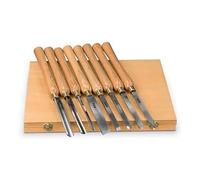 Holzstar - Set di sgorbie per legno con lama dritta in acciaio super rapido e manico in legno