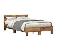Legno vecchio con luci LED multicolore design rustico moderno 120x190 cm | Struttura Letto con LED Legno Vecchio 120x190 cm con Testiera e Rete a Doghe, Telaio con Luci Multicolori USB, Base Letto in