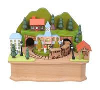 Legno Windup Music Box Holiday Festival Rotante Treno Castelli Presepe Scena Musical Box Per Casa Ufficio Tavolo Decori Musica Ornamento