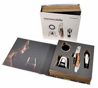 Legnoart Memorabile - Set professionale da 4 pezzi: cavatappi per vino, tappo per champagne, tappo salvagoccia, versatore per vino