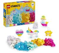 Lego classic 11040 scatola magica trasparente, mattoncini colorati per unicorni giocattolo, draghi, uccelli e altro, bambini5+
