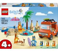 lego bluey - vacanza sulla spiaggia della famiglia di bluey - lego 11202 bingo e chilli, 2 surf, castello sabbia 133pz anni 4+