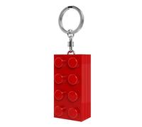 LEGO 2 x 4 portachiavi in mattone con torcia a LED - circa 7,6 cm di blocco rosso (KE234HR) - regalo per bambini e fan - batterie incluse - anello in metallo durevole