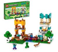 LEGO 21249 Minecraft La Scatola di Costruzione 4.0, Set 2in 1; Costruisci Torri di Fiume o Una Capanna di Gatto, con Figure Alex, Steve, Creeper e Zombie Mobs, Giocattoli per Bambini