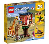 LEGO 31116 Creator 3 in 1 Casa sull’Albero del Safari, Catamarano, Biplano, Kit di Costruzione con Nave, Aereo, Giraffa e Leone, Giochi per Bambini da 7 anni in su