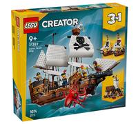 LEGO Creator 3 in 1 Iconica Nave da Pirata - Giocattolo Trasformabile in Castello o in 2 Barche Gemelle - Decorazione per la Cameretta - Regalo di compleanno per Bambini e Bambine da 9 Anni - 31387