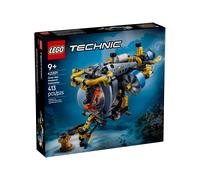 Lego technic 42201 sottomarino per esplorazioni abissali, giocattolo con eliche mobili e cabina apribile, giochi bambini 9+