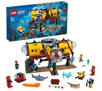 LEGO 60265 City Base per Esplorazioni Oceaniche, Sottomarino Giocattolo, Animali Marini Squalo e Manta, Giochi per Bambini dai 6 Anni in su