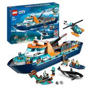 LEGO 60368 City Arctic Explorer Ship, Large Toy Boat that Floats with a Helicopter, Dinghy, Sub, Viking Shipwreck, 7 Minifigures and an Orca Figure, Gift for 7+ Year Old Kids, Boys, Girls
