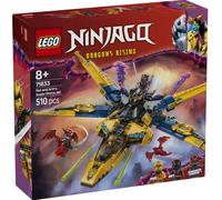 Lego ninjago 71833 jet super storm di ras e arin - aereo giocattolo con drone e capsula di salvataggio, giochi per bambini 8+