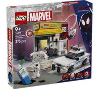 Lego marvel 76311 spider-verse: miles morales contro la macchia, edificio e macchina giocattolo da costruire, giochi bambini9+