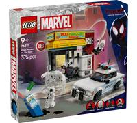 Lego marvel 76311 spider-verse: miles morales contro la macchia, edificio e macchina giocattolo da costruire, giochi bambini9+