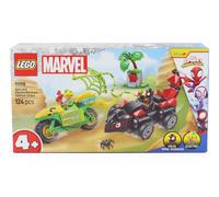 Lego spidey e i suoi fantastici amici 11198 inseguimento sui dino-veicoli di spin ed electro, giochi educativi per bambini 4+
