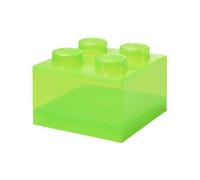 Room Copenhagen LEGO Storage Brick 4 manopole verde chiaro traslucido - Scatola portaoggetti impilabile in plastica con coperchio per bambini e adulti, organizer da scrivania e scatola dei giocattoli