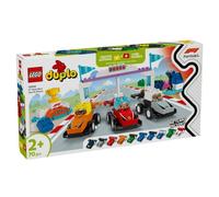 Lego duplo 10445 auto da corsa e piloti team f1, macchina giocattolo da costruire, giochi creativi e didattici per bambini 2+