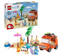 LEGO Bluey: Vacanza sulla Spiaggia della Famiglia di Bluey con Macchina Giocattolo, 3 Minifigure tra cui Bingo e Chilli, 2 Surf, Castello di Sabbia e Accessori - Regalo per Bambini 4+ Anni - 11202