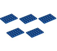 LEGO Bricks 3032 City - Piastra, 4 x 6 perni, 5 Pezzi, Colore: Blu
